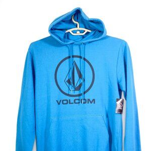 Volcom Teal Blue Hoodie Sweatshirt Medium with Pocket Hood Style Brass Tacks NWT